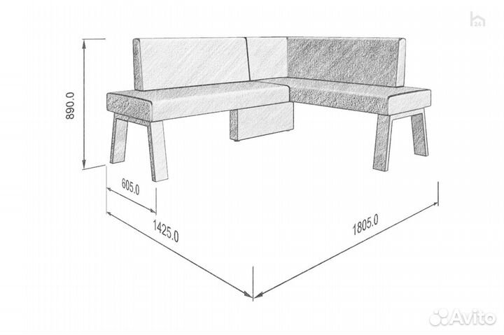 Угловой диван кухонный (правый) Alto