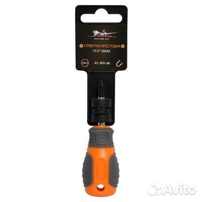 Atsp206 Отвертка крестовая с эргономичной рукояткой магнитная ph2*38мм (at-sp2-06)