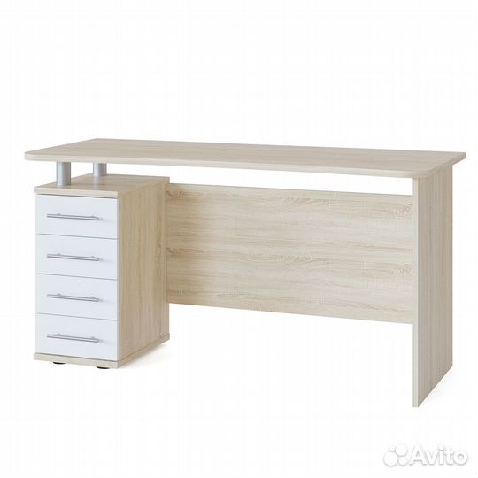 Стол компьютерный кст-105, цвет дуб сонома/белый, шхгхв 135х60х75 см., универсальная сборка