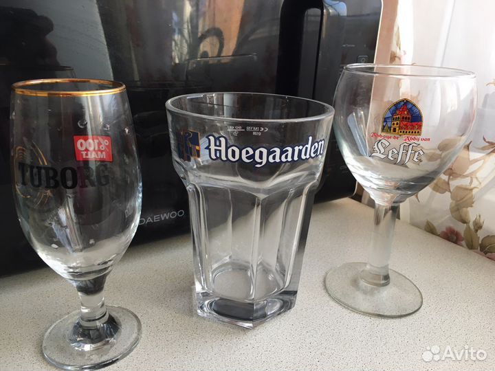 Пивные бокалы leffe,hoegaarden
