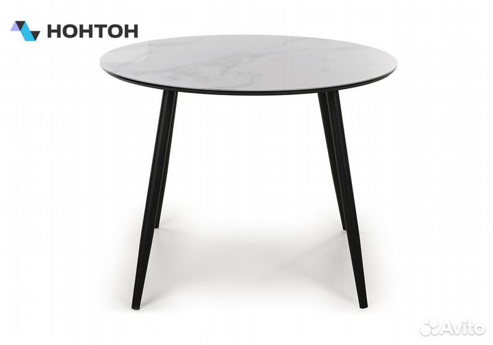 Стол обеденный Милтон белый мрамор / черный