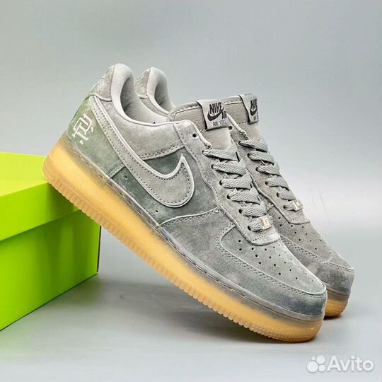 Кроссовки Nike Air force 1 Grey замшевые