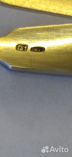 Щипцы для сахара. серебро 875 проба С позолотой. 2