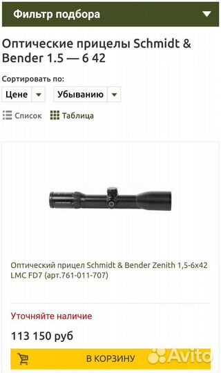 Прицел schmidt bender 1,5-6х42