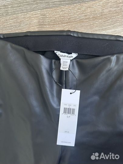 Брюки клеш из экокожи Calvin Klein