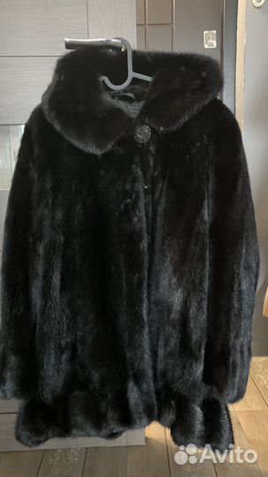 Шуба норковая с капюшоном 44 46 черная