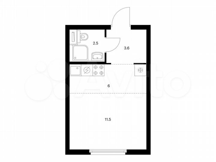 Квартира-студия, 23,6 м², 8/25 эт.