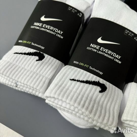 Носки nike everyday белые 3пары (38-42-46)