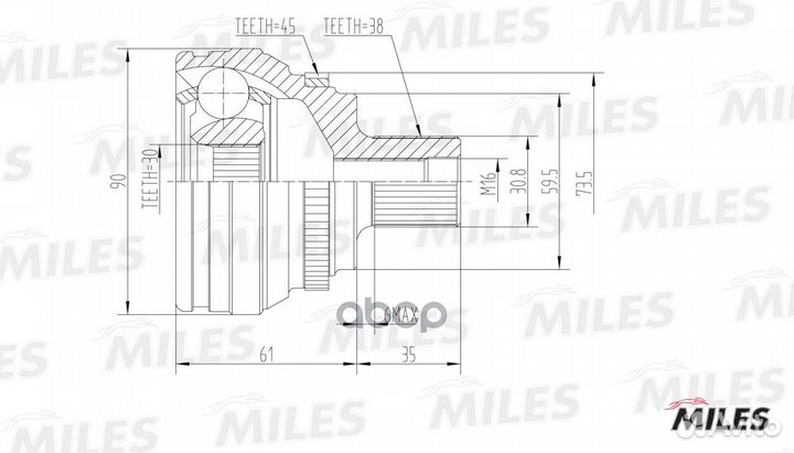 ШРУС audi 100/ 80/90Quattro/ A6 2.5D-4.2 88-97