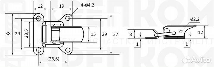 Замок-защелка для ящиков, кейсов B31C (4 шт)