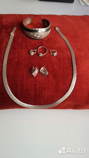 Серебряные цепочка,серьги,кольцо