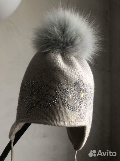 Шапка для девочки, 100 шерсть мериноса, 44-48