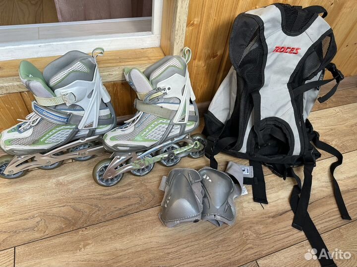 Ролики rollerblade женские 37 с рюкзаком и защитой