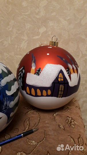 Новогодние украшения,большие шары 20см.цена за оба