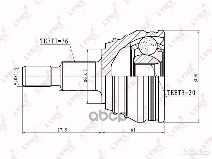 Шрус наруж. ком/кт CO-8002 lynxauto