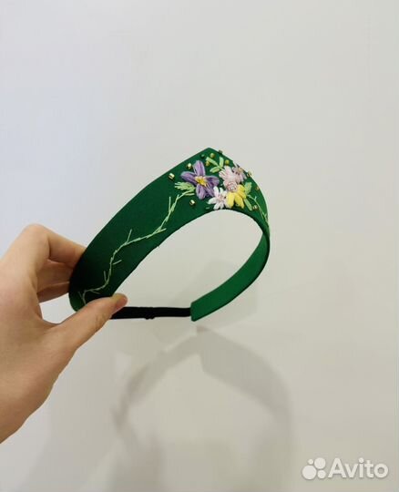 Ободок кокошник с вышивкой