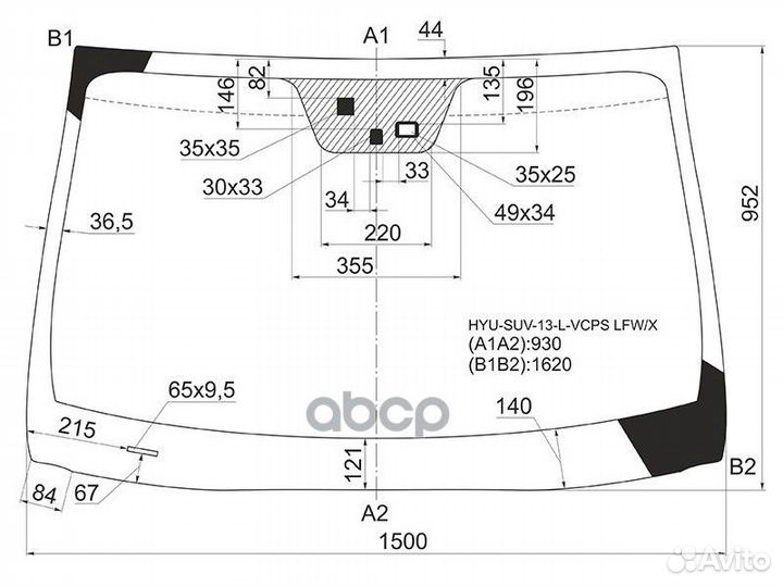 Стекло лобовое в клей hyundai santa FE 12- HYU