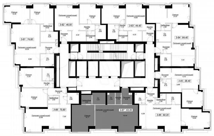 1-к. квартира, 63,2 м², 12/41 эт.
