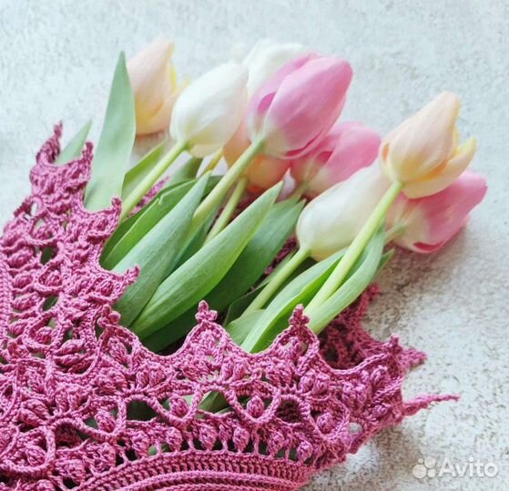 Салфетка вязаная ажурная 75см