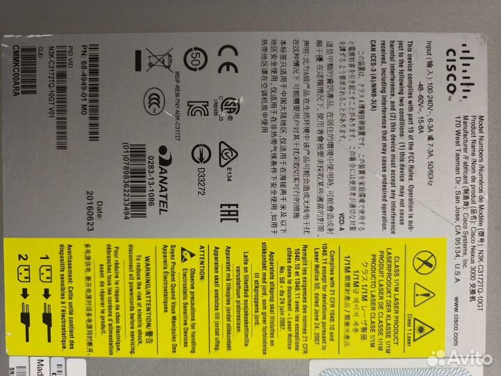 Коммутатор Cisco Nexus N3K-C3172TQ-10GT