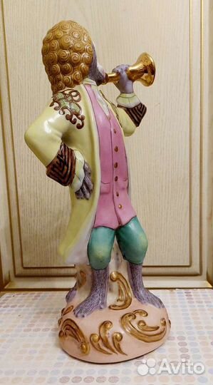 Статуэтка фарфор h 34 см. Трубач Обезьяний оркестр