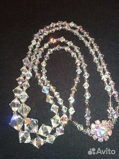 Бусы колье хрустальное стекло Чехия редкость