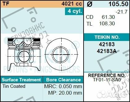 Поршень двигателя TF alfin, teikin (Индонезия) 421