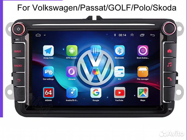Volkswagen/Skoda 2din android c крутилками
