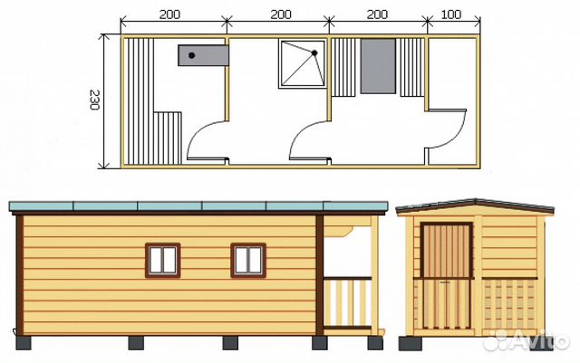 Готовый проект каркасной бани 2 5х5 Баня под ключ 6,5*2,35*2,65 купить в Челябинске Товары для дома и дачи Авито