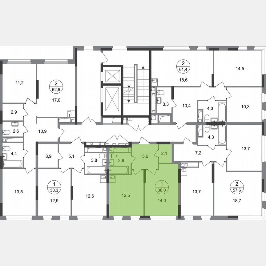 1-к. квартира, 38 м², 3/17 эт.