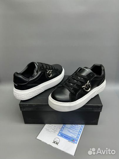 Кеды Pinko женские черные кожаные замшевые