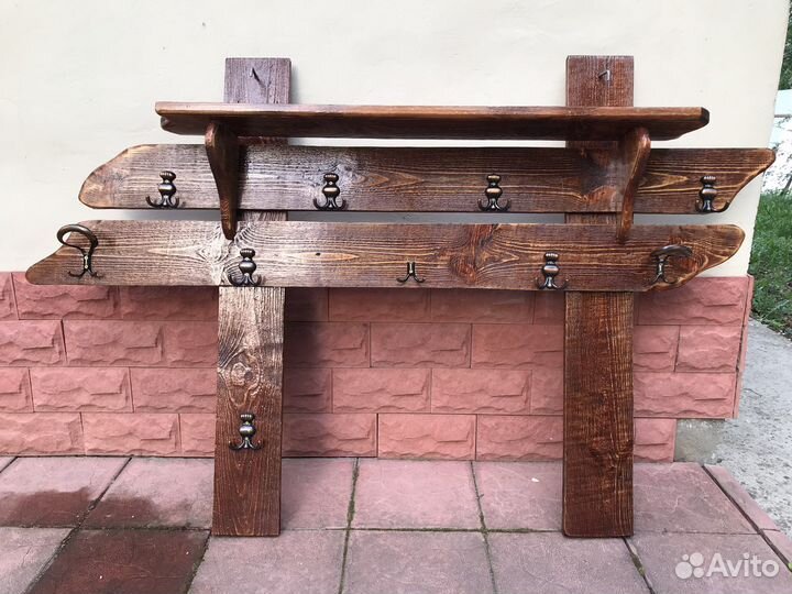 Вешалка из массива дерева, ручная работа