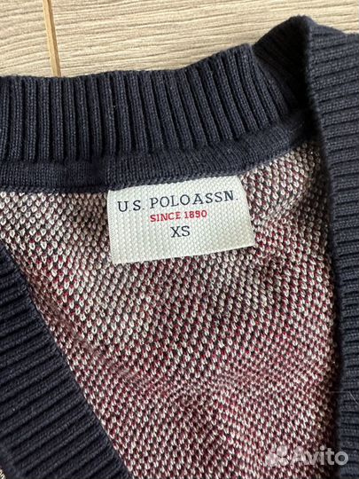 Свитер джемпер клетчатый хлопок u.s. polo assn