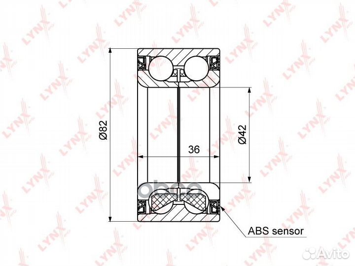 Подшипник ступицы передний с ABS (36x42x82) CIT
