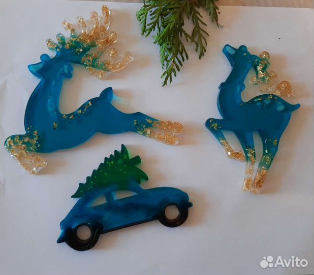 Новогодние игрушки из эпоксидной смолы