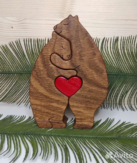 Деревянные фигурки пазлы Мишки