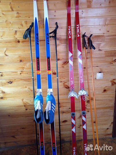 Лыжи беговые tisa с ботинками и палками