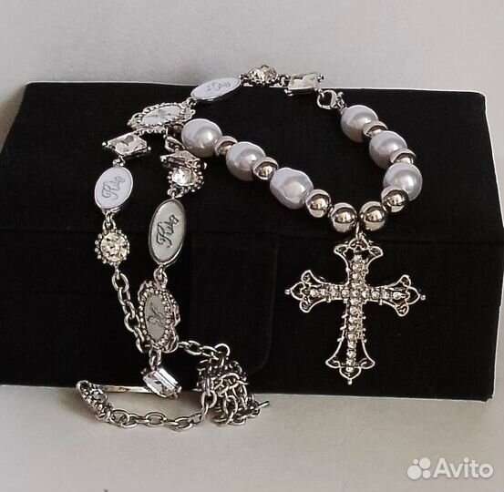 Модное колье ожерелье с жемчугом и подвеской крест