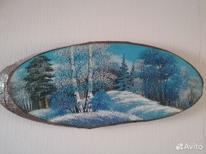 Картина на срезе дерева