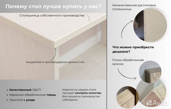 Стол нераскладной Ясень светлый 100х60