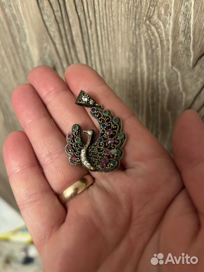 Серебряные кулон 925 пробы жар- птица