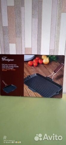 Сковорода чугунная эмалированная гриль