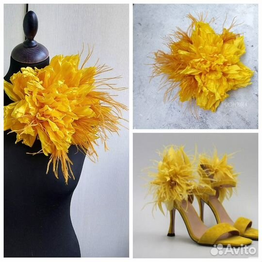 Броши из ткани. Большой цветок брошь