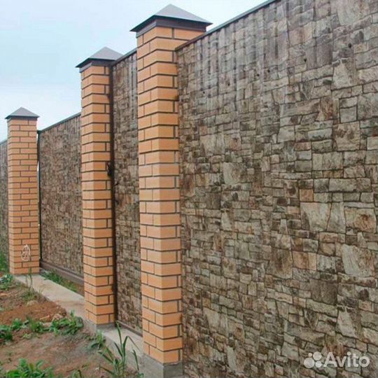 Забор из профнастила под камень в Торопце