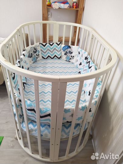 Кроватка детская круглая/овальная 8 в 1