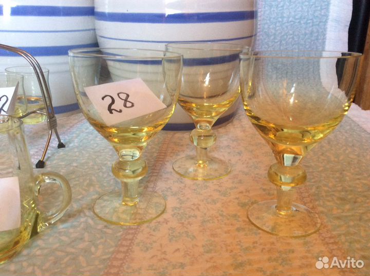 Посуда винтаж цветное стекло,хрусталь, вазы,фужеры