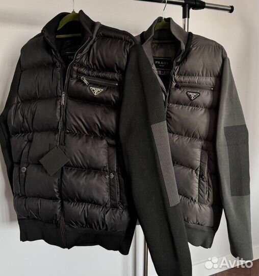 Куртка Prada с вязаными рукавами