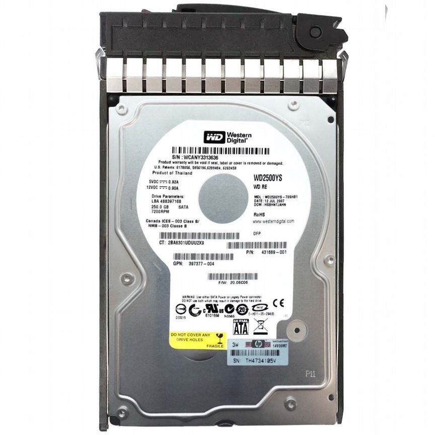 [WD2500YS-70SHB1] Жесткий Диск Hp Sata 250gb Wd2500ys-70shb1