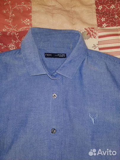 Рубашка next 152 синяя