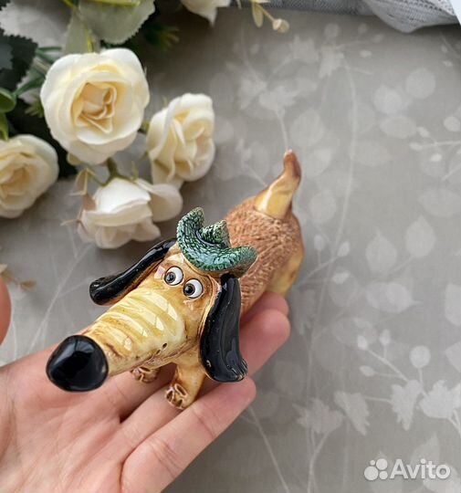 Керамическая фигурка Такса в ковбойской шляпе